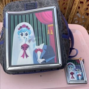 Loungefly Disney Haunted Mansion Backpack - Black, Blue, Pink. And wallet